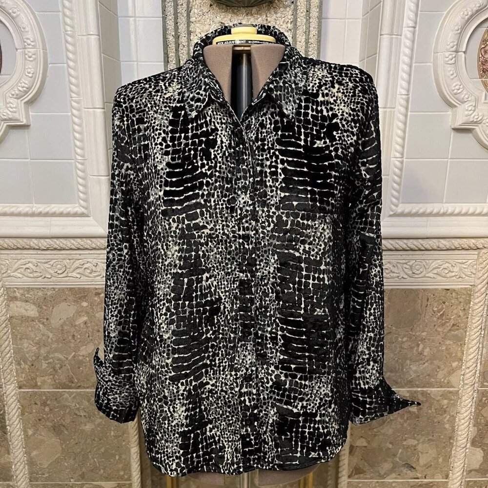 Apny. Sz Xl. Black Gray. Cut Velvet. Long Sleeve Shirt. $98 Nordstrom. B55